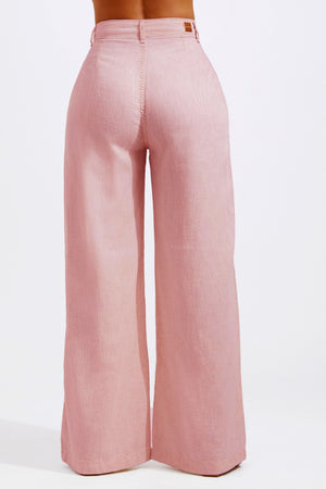 Calça Pantalona de Linho Dunas Rosa