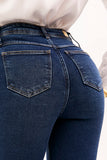 Calça Jeans Modeladora Essencial Reta Cós Super Alto Barra Corte a Laser
