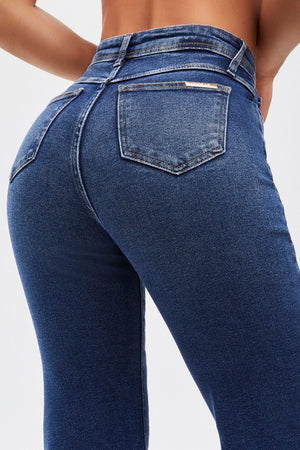 Calça Jeans Essencial Wide Leg Jeans Escuro Cós Médio