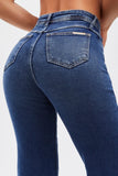Calça Jeans Essencial Wide Leg Jeans Escuro Cós Médio
