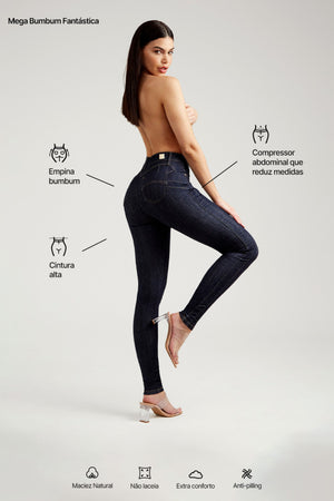 Calça Jeans Modeladora Mega Bumbum Skinny Fantástica Cós Alto