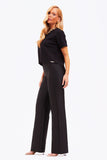 Calça Wide Leg Modeladora Glam Cós Alto Preta