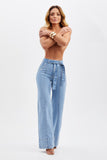 Calça Jeans de Rica Tecnológica Wide Leg Basic Cós Super Alto