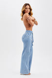 Calça Jeans de Rica Tecnológica Wide Leg Basic Cós Super Alto
