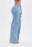 Calça Jeans de Rica Tecnológica Wide Leg Basic Cós Super Alto