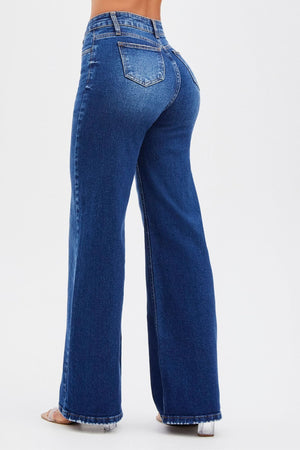 Calça Jeans Basic Wide Leg Jeans Médio Cós Alto