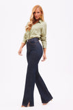 Calça Jeans Wide Leg Modeladora Fantástica Cós Super Alto Barra Tradicional