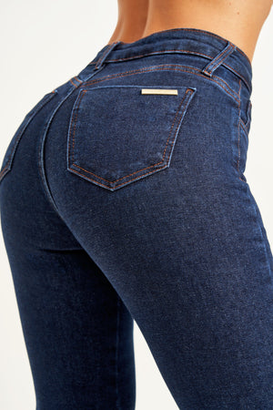 Calça Jeans Flare Luxury Cintura Média Escura