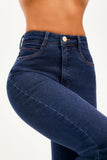 Calça Jeans Luxury Reta Jeans Escuro Cós Super Alto