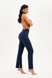 Calça Jeans Luxury Reta Jeans Escuro Cós Super Alto