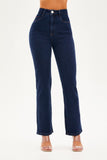 Calça Jeans Luxury Reta Jeans Escuro Cós Super Alto