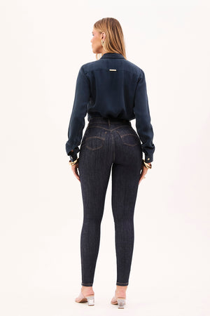 Calça Jeans Modeladora Mega Bumbum Skinny Fantástica Cós Alto