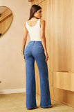 Calça Jeans Modeladora Linea Wide Leg Cós Médio Jeans Médio
