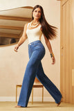 Calça Jeans Modeladora Linea Wide Leg Cós Médio Jeans Médio