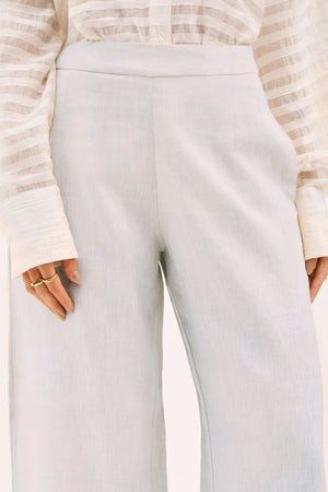 Calça Pantalona Feminina 100% Linho Off White