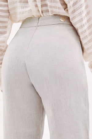 Calça Pantalona Feminina 100% Linho Off White
