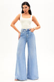 Calça Jeans Basic Pantalona Jeans Claro Cós Super Alto