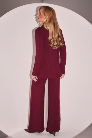 Calça Pantalona Comfort Office Basic Marsala