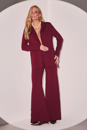 Calça Pantalona Comfort Office Basic Marsala