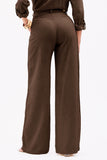 Calça Pantalona de Linho Térmico Estilo Alfaiataria Dunas Coffee
