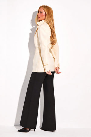 Calça Pantalona Modeladora Glam Cós Alto Preta QUE NÃO AMASSA