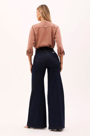 Calça Jeans Ultra Modeladora Pantalona Cós Super Alto