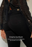 Calça Jeans Modeladora Reta Preto Intenso Cós Médio