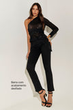 Calça Jeans Modeladora Reta Preto Intenso Cós Médio