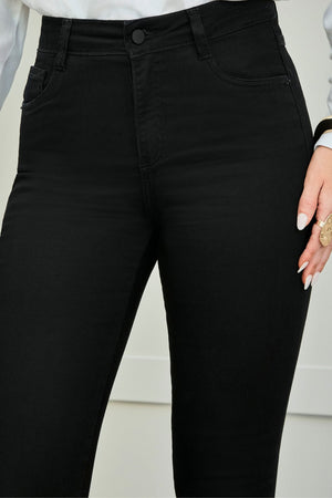 Calça Jeans Modeladora Skinny Cós Médio Preto Intenso