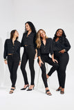 Calça Jeans Modeladora Skinny Preto Intenso Cós Médio