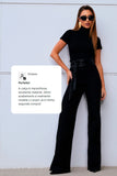 Calça Jeans Modeladora Wide Leg Preto Intenso Cós Super Alto