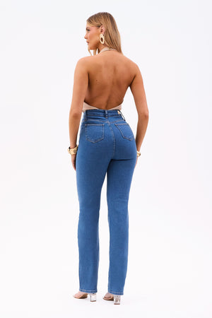 Calça Jeans Modeladora Clássica Reta Cós Super Alto