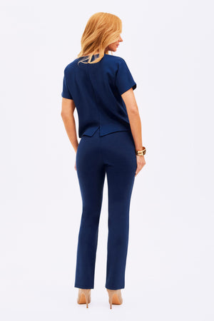 Calça Reta Comfort Office Azul