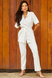 Calça Comfort Office Reta Off White