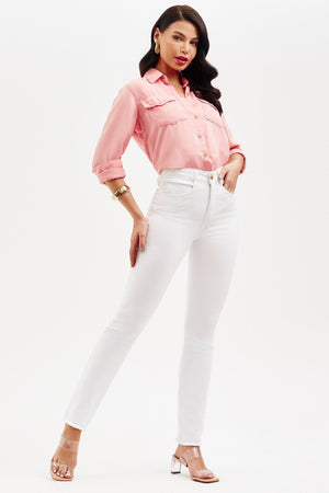 Calça Jeans Modeladora Milagrosa Reta Cós Alto - Branca