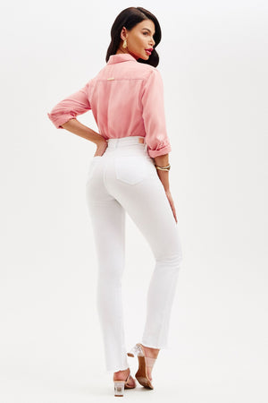 Calça Jeans Modeladora Milagrosa Reta Cós Alto - Branca