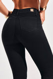 Calça Jeans Modeladora Reta Preto Intenso Cós Médio