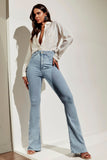 Calça Jeans Modeladora Revolucionária Flare Clara Cós Super Alto