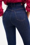 Calça Jeans Modeladora Revolucionária Escura Flare Cós Super Alto