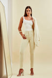 Calça Jeans Modeladora Skinny Areia Cós Médio