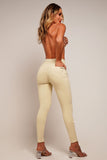 Calça Jeans Modeladora Skinny Areia Cós Médio