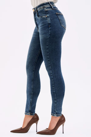Calça Jeans Skinny Modeladora Essencial Cintura Super Alta Barra Tradicional