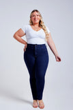 Calça Jeans Modeladora Revolucionária Skinny Escura Cós Super Alto