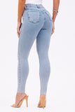 Calça Jeans Skinny Modeladora Revolucionária Cós Super Alto Barra Corte a Laser Clara
