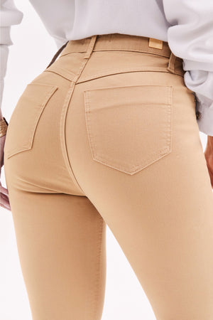 Calça Jeans Skinny Modeladora Cós Alto Nude