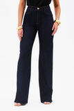 Calça Jeans Ultra Modeladora Wide Leg Cós Super Alto Barra Corte a Laser