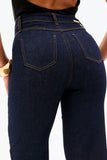 Calça Jeans Ultra Modeladora Wide Leg Cós Super Alto Barra Corte a Laser