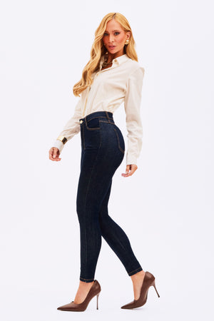 Calça Jeans Skinny Ultra Modeladora Cintura Alta Barra Tradicional