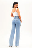 Calça Jeans Wide Leg Basic Cós Super Alto Barra Tradicional Clara