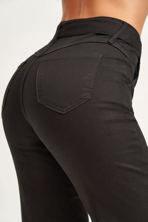 Calça Jeans Wide Leg Preta Soul Cintura Média Preto Intenso